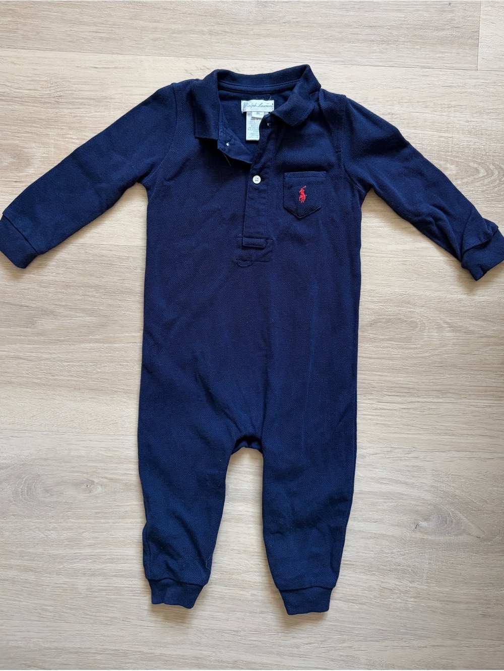 Ralph Lauren Baby Boys Navy Polo Coverall Romper 9M